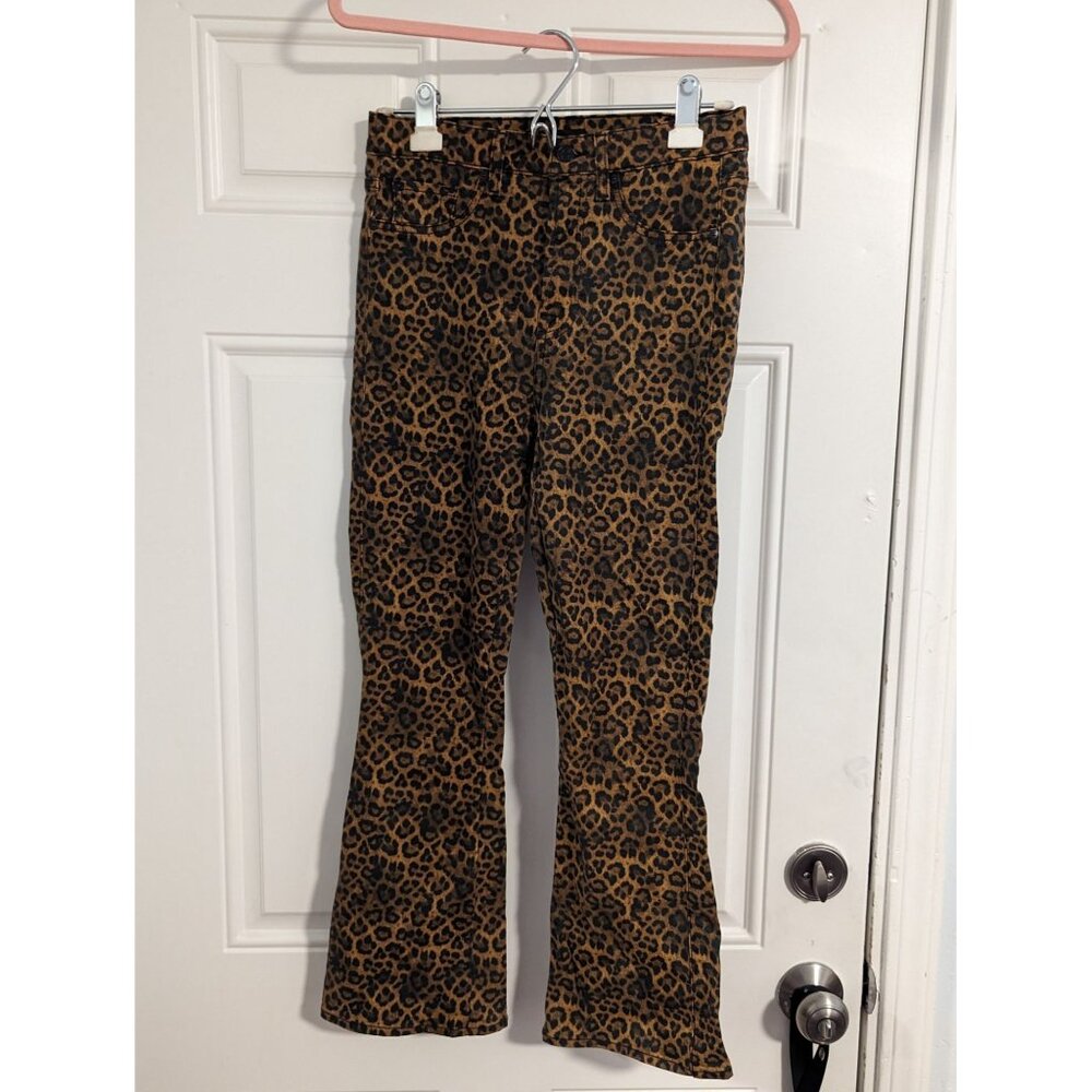 7 For All Mankind Womens Leopard Print Flared Pants Size Small Brown & Black